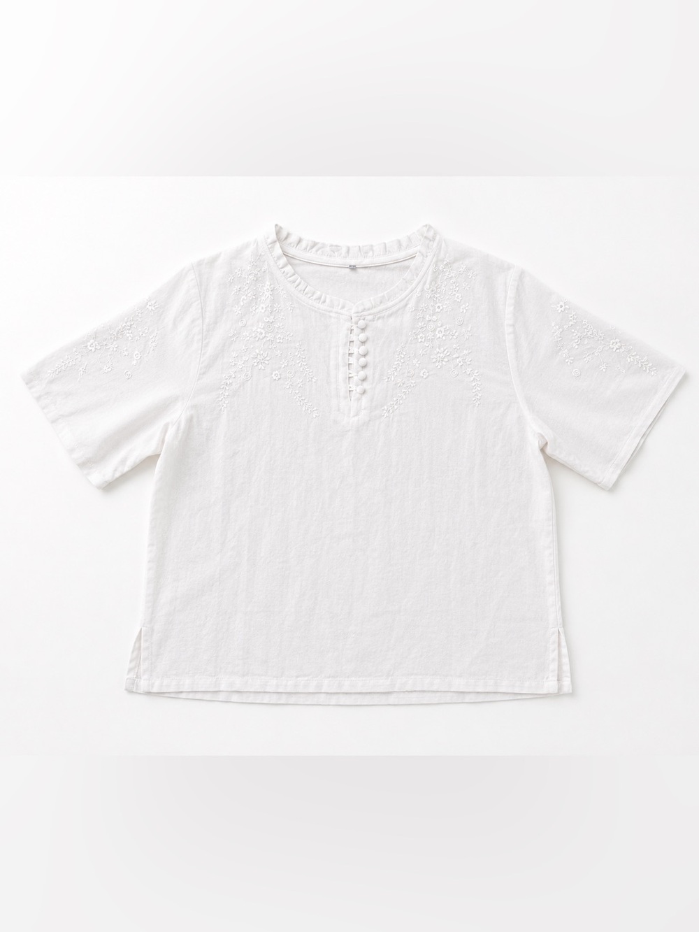 White Embroidered Peasant Top